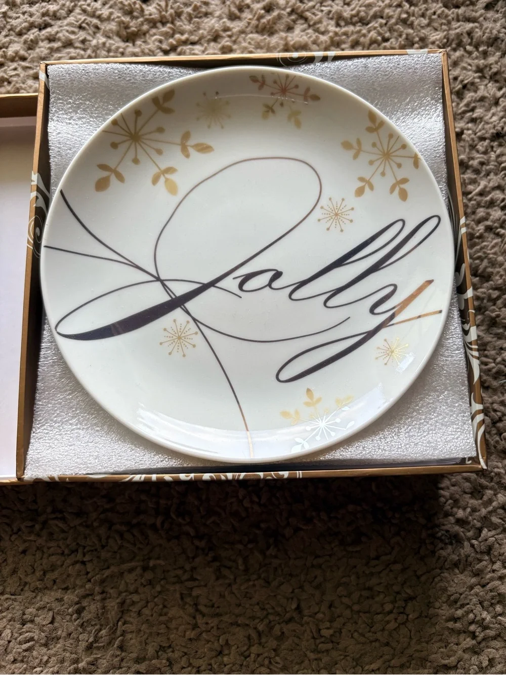 BRAND NEW Pier 1 White and Gold Holiday Appetizer Plates - Set of 4